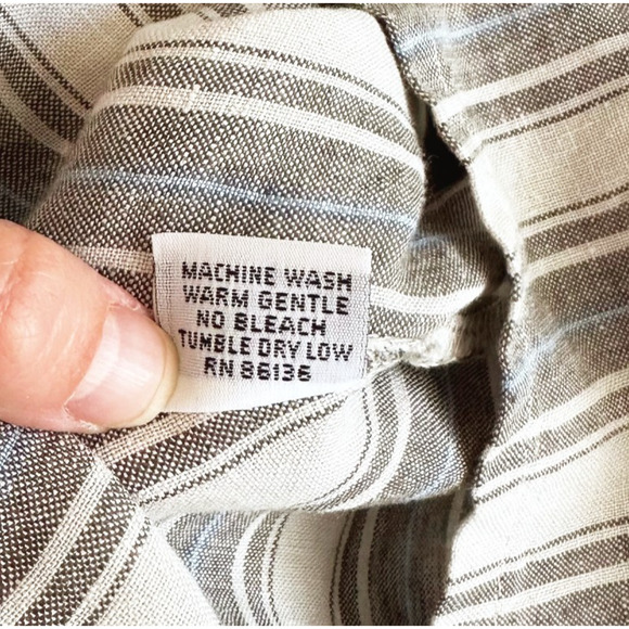 Bryn Walker 100% Linen Top Small Oversized Lagenlook Minimalist Coastal Striped - Picture 8 of 10